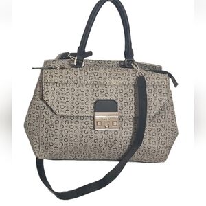 Guess Gray Black Crossbody Satchel Shoulder Purse Monogram Large G Logo Handbag